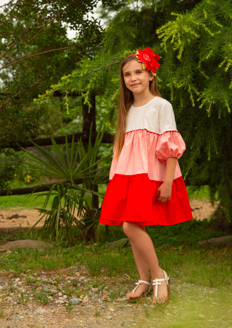 Piccola Ludo Volga Red and Pink Dress